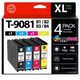 Epson T-9081 - T-9082 - T-9083 - T-9084 Siyah - Mavi - Sarı - Kırmızı Muadil Kartuş Seti - Yüksek Kapasiteli / Epson Workforce Pro Wf-6090Dtwc/Wf-6090D2twc/Wf-6590Dwf/Wf-6590Dtwfc/Wf-6590D2twfc