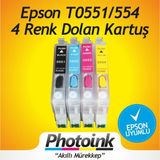 EPSON T0551-T0554 UYUMLU Dolan Kartuş Seti - DOLU - R240/ RX420/ RX425/ RX520