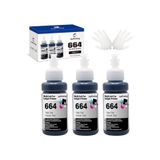 EPSON T664 MÜREKKEP siyah MUADİL T664 L382,l386,l3050,l3060,l3070,l565 Mürekkep siyah 3 adet 70ml