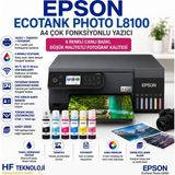 Epson Wi-Fi + Tarayıcı + Fotokopi Renkli Çok Fonksiyonlu Tanklı Mürekkep Püskürtmeli Ecotank L8100 Yazıcı+(1 PK.A4 HEDİYE) - Siyah