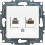Eqona Radius Neoline Data + Nümeris Telefon Prizi (RJ45 Cat6 + Cat3), Beyaz (Mekanizma + Tuşkapak)
