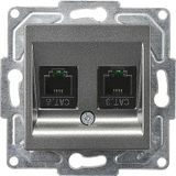 Eqona Radius Neoline Data + Nümeris Telefon Prizi (RJ45 Cat6 + Cat3), Füme (Mekanizma + TuşKapak)