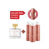 Equal Kadın Edt Parfüm 75 ml & Deodorant 3*150 ml Avantajlı Set, Roll On Hediyeli