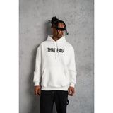 Equri Erkek Kanguru Cep Baskılı Kapüşonlu Sweatshirt - Beyaz