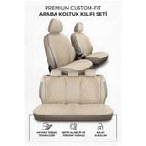 ER-AY OTO TEKSTİL Modern Kaydırmaz Araba Koltuk Koruyucu Sünger Dolgulu FULL SET Minder Seti - BEJ (ÖN VE ARKA)