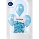 era balon 12 İnç Açık Metalik Mavi 100'lü Lateks Balon Helyum ve Hava Uyumlu Doğum Günü Süsleme Balonu