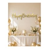 era balon Happy Birthday Altın Yaldız Kaligrafi Yazılı Doğum Günü Banner Süsü 100 x 20 cm