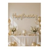 era balon Happy Birthday Kraft Kaligrafi Yazılı Doğum Günü Banner Süsü 110 x 20 cm
