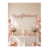 era balon Happy Birthday Rose Kaligrafi Yazılı Doğum Günü Banner Süsü 110 x 20 cm