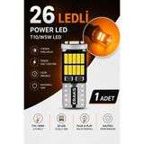 Eraks Car Accesories Eraks T10 LED 26 Ledli W5W Canbus Metal Ultra Power Turuncu Ampul 5 W Yüksek Parlaklık - Amber