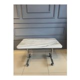 eralya Tekerlekli Orta Sehpa Nikelaj Ayaklı Pratik Tekerlekli Masa 60 x 100 cm (Mermer Desenli)