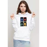 Erased Anime All Main Character Minimal Colorful Art Beyaz Kadın 3İp Kapşonlu Sweatshirt