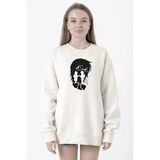 Erased Anime Black White Silhoette Beyaz Kadın 2ip Sweatshirt