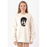 Erased Anime Black White Silhoette Ekru Kadın 2ip Sweatshirt