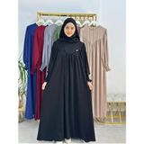 Erasra Class Tesettür Elbise,önü V Model Büzgülü,sufle Esarpla Takım.hijap ,khimar.hac Umre Için Uygundur Siyah - Standart