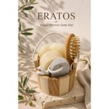 ERATOS Ahşap Kovalı Doğal Banyo Hediye Seti Bambu Tarak Ponza Taşı Kabak Lifi ve Banyo Lifi