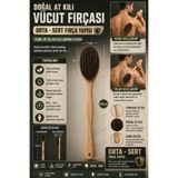 ERATOS Doğal At Kılı Banyo Vüvut Fırçası Kahve Rengi 45 cm Gürgen Uzun Saplı Sırt ve Vücut Banyo Fırçası