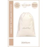ERATOS Doğal Pamuk Ham Bez Kese – Orta Boy Saklama Torbası (20x15 cm)