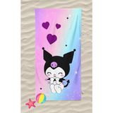 Eray Home Collection Erays Home Kuromi Desenli Dijital Baskılı Plaj Banyo Havlusu Kız Çocuk Plaj Havlusu Beach Towel - Pembe - 70 x 140 cm