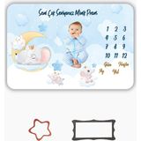 Eray Home Erays Home Bebek Aylık Fotoğraf Anı Battaniyesi, Erkek Bebek Yeni Doğan Baby Shower Doğum Anı_erkek - Açık Mavi