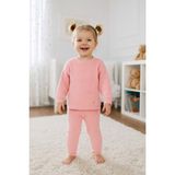 Eray Kids Kız Bebek Pamuklu Tüylenme Yapmayan Düz Taytlı Örme Triko Alt - Üst Takım (6-9-12-18 Aylık) - Pembe