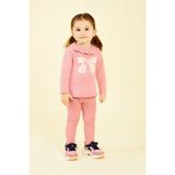 Eray Kids Kız Bebek Pamuklu Tüylenme Yapmayan Fiyonk Desenli Örme Triko Alt - Üst Takım (6-9-12-18 Aylık) - Pembe - 9 Ay