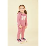Eray Kids Kız Bebek Pamuklu Tüylenme Yapmayan Fiyonk Desenli Örme Triko Alt - Üst Takım (6-9-12-18 Aylık) - Pudra - 6 Ay