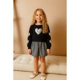 Eray Kids Kız Çocuk Kalpli Uzun Kollu Sweatshirt Balon Etek Takım (2-5 Yaş) - Gümüş - 2 Yaş