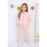 Eray Kids Kız Çocuk Pamuklu Tüylenme Yapmayan Basıc Örme Triko Hırka - Pantolon Takım (4-5-6-7 Yaş) - Pembe