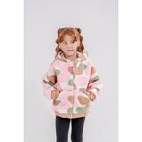 Eray Kids Kız Çocuk Renkli Desenli Fermuarlı Kapüşonlu Peluş Polar Ceket - 6 Yaş - Pembe