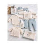 erayalpkids Erkek Bebek Bisikletli Ayıcık Nakışlı 10'lu Hastane Çıkışı Bebek Takımı TAKIM-5991