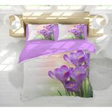 Erays Home Çiğdem Bahar Çiçekleri 3D Çift Kişilik Nevresim Takımı - 200 x 220 cm - Lila