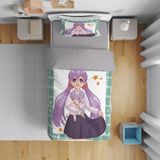 Erays Home Erayshome Anime 3D Tek Kişilik Çarşafsız Nevresim Takımı - 160 x 220 cm - Gri - Lila