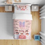 Erays Home Erayshome Bts 3D Tek Kişilik Çarşafsız Nevresim Takımı - Açık Pembe - Beyaz - 160 x 220 cm