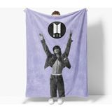 Erays Home Erayshome Bts Jungkook Desenli Baskılı Polar Tv Battaniyesi - Lila - 140 x 170 cm