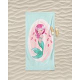 Erays Home Erayshome Deniz Kızı Kız Çocuk Desenli Baskılı Plaj Havlusu - 70 x 140 cm - Su Yeşili