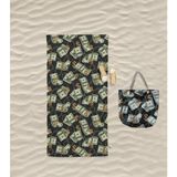 Erays Home Erayshome Dolar Desenli Plaj Havlusu ve Plaj Çantası Set - Yeşil - Gri - 75 x 150 cm