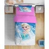 Erays Home Erayshome Frozen Elsa 3D Tek Kişilik Çarşafsız Nevresim Takımı - Açık Mavi - Pembe - 160 x 220 cm