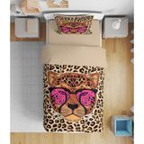 Erays Home Erayshome Leopar 3D Tek Kişilik Nevresim Takımı L - 160 x 220 cm - Krem - Bej