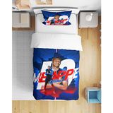Erays Home Erayshome Mbappé 3D Çarşafsız Tek Kişilik Nevresim Takımı - 160 x 240 cm - Mavi - Beyaz