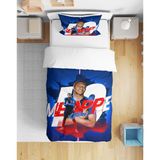 Erays Home Erayshome Mbappé 3D Tek Kişilik Nevresim Takımı - 160 x 240 cm - Mavi - Beyaz
