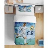 Erays Home Erayshome Ronaldo 3D Çarşafsız Tek Kişilik Nevresim Takımı - 160 x 220 cm - Beyaz