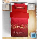Erays Home Erayshome Yılbaşı Christmas 3D Dijital Baskılı Tek Kişilik (Çarşafsız) Nevresim Takımı - Kırmızı - 160 x 220 cm