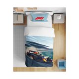 Erays Home Formula 1 Yarış Desenli Pamuku 3D Dijital Baskılı Tek Kişilik Çarşafsız Genç Erkek Çocuk Nevresim Takımı