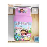 Erays Home Gabby'nin Hayal Evi 3d Dijital Baskılı Tek Kişilik Çarşafsız Kız Çocuk Nevresim Takımı Gabbys Dollhouse