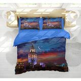 Erays Home Galata Kulesi 3D Çift Kişilik Nevresim Takımı - 200 x 220 cm - Mavi - Kahverengi