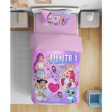 Erays Home Huntrix Anime Baskılı 3D Dijital Baskılı Tek Kişilik Genç Kız Nevresim Takımı - Pembe - 160 x 220 cm