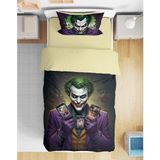 Erays Home Joker 3D Dijital Baskılı Tek Kişilik Erkek Çocuk Nevresim Takımı Jokers Genç Nevresim Takımı - Sarı - Mor - 160 x 220 cm