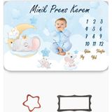 Erays Home Kişiye Özel Isimli Erkek Bebek Hediye Aylık Fotoğraf Anı Battaniyesi Anı Örtüsü - 100 X 150