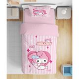 Erays Home My Melody Kuromi 3D Dijital Baskılı Tek Kişilik Kız Çocuk Nevresim Takımı - Pembe - 160 x 220 cm